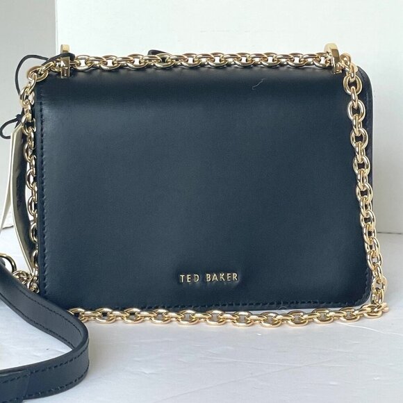 Ted Baker Ted Baker Livia Crossbody Black Small Leather Convertible Gold Chain - Picture 3 of 9